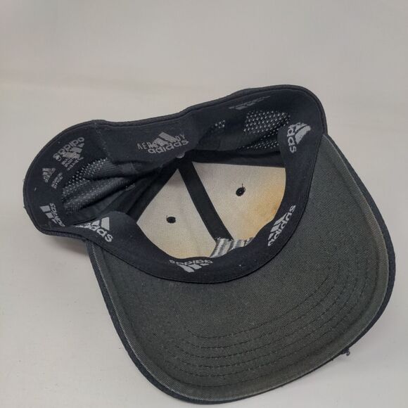 Adidas Aeroready Fitted Hat Black S/M Embroidered 3 Stripes Vent Holes - Picture 7 of 10